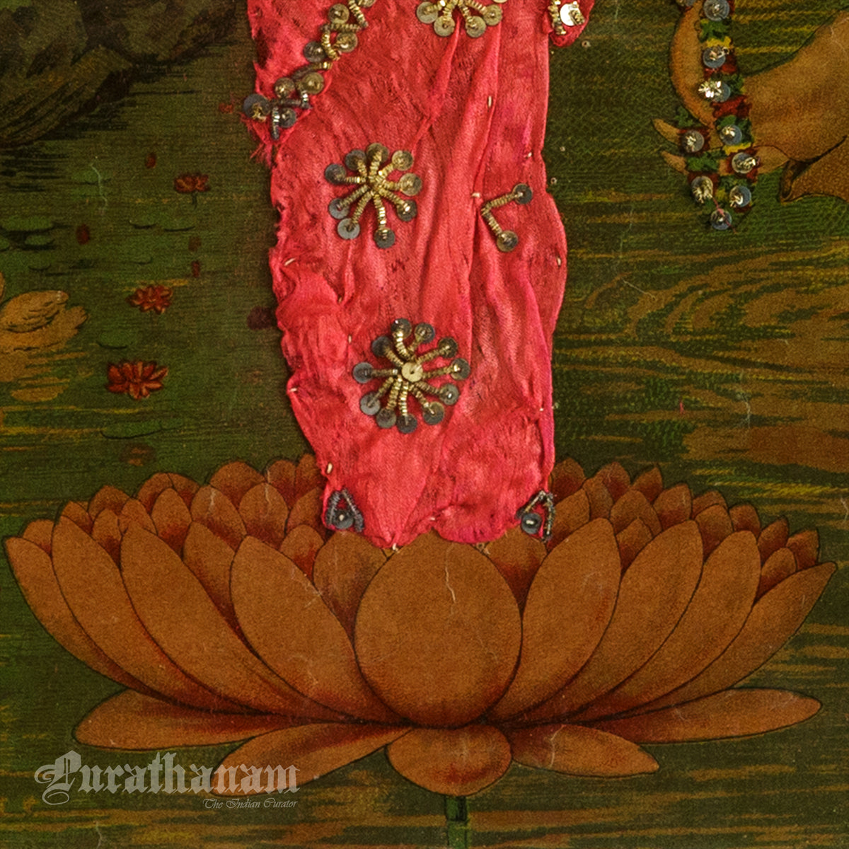 Lakshmi by Ravi Varma -  Oleograph Print Embellished