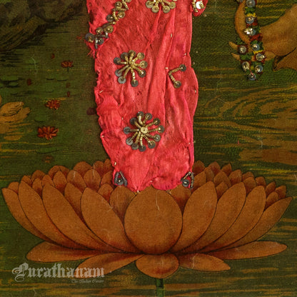 Lakshmi by Ravi Varma -  Oleograph Print Embellished