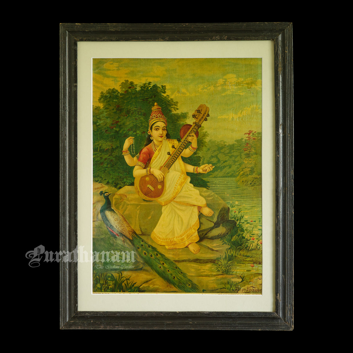 Saraswati by Ravi Varma - Oleograph Print
