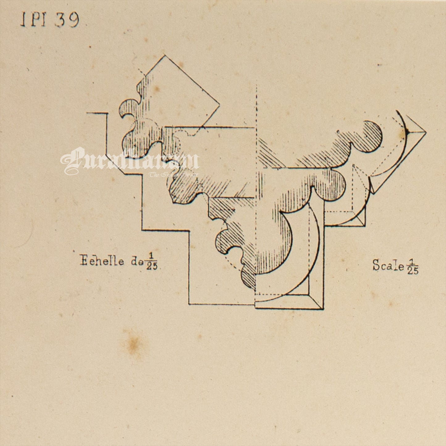 Medieval Architecture & Art-Auxerre - Plate 13 (Capitals of arcading Lady Chapel and Choir Aisle) -Steel Engraving