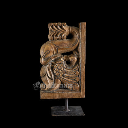 Annapakshi and Makara Antique Teak Wood Temple Corbel