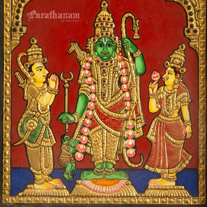 Ram, Lakshmana and Sita - Tanjore Painting