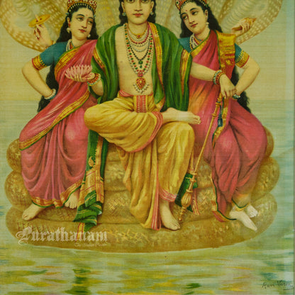 Shesh Narayan by Ravi Varma - Oleograph Print