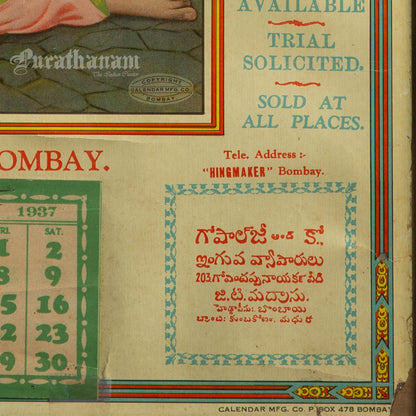 Gopal Jee & Company - Woman playing Tanpura (Commercial Calendar Poster (Oleograph Print))