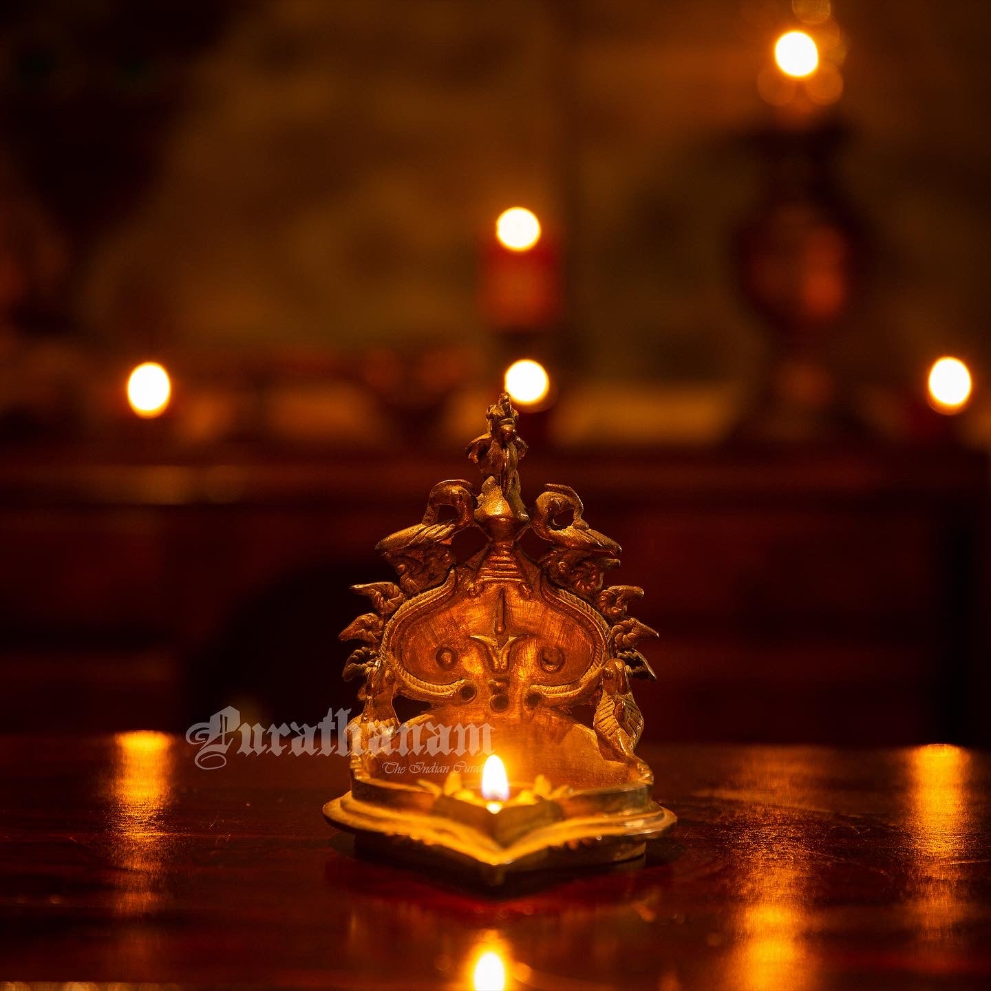 Vishnu Lakshmi Votive Oil Lamp - Brass