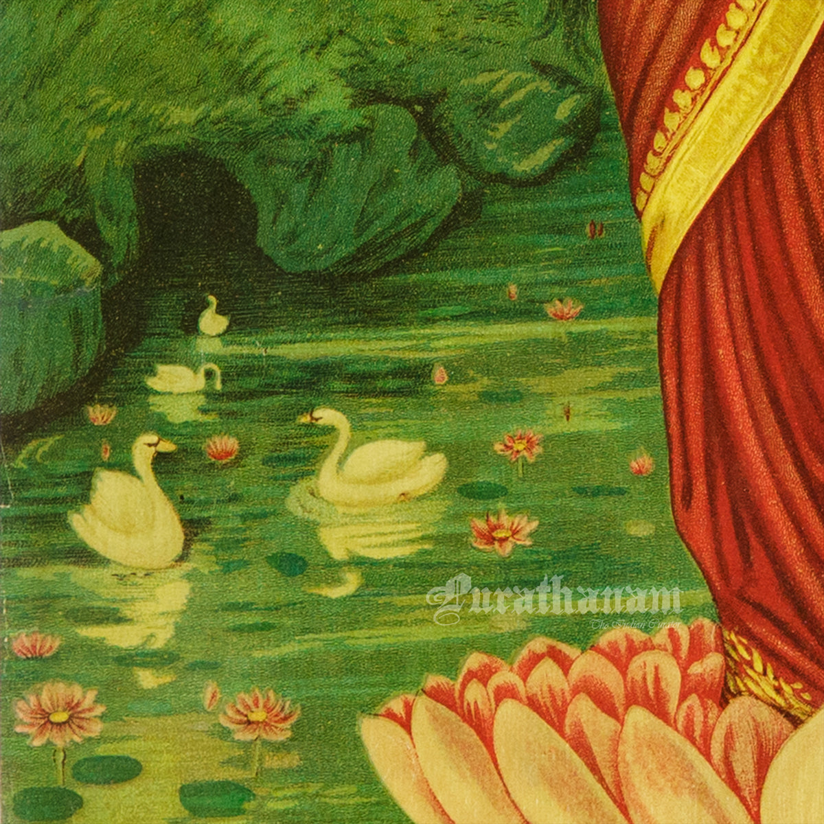 Lakshmi by Ravi Varma - Oleograph Print