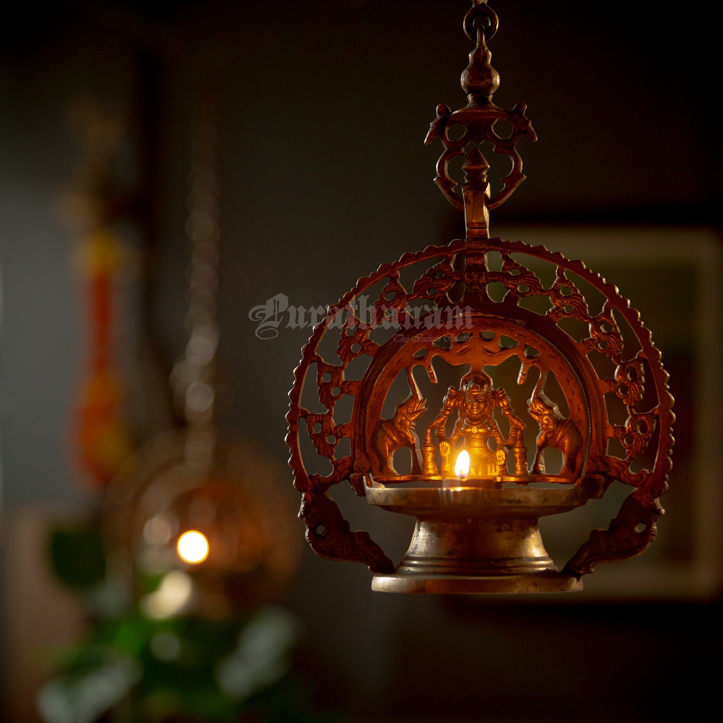 Gajalakshmi Hanging lamp set - Brass