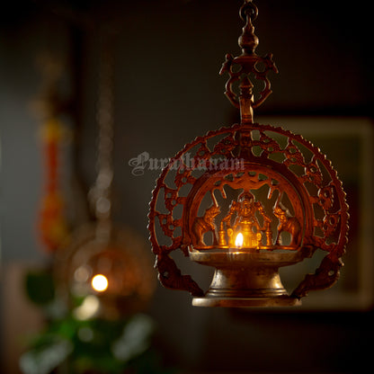 Gajalakshmi Hanging lamp set - Brass