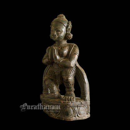 Temple Maiden wooden  sculpture