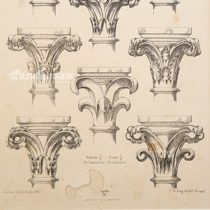 Medieval Architecture & Art-Dijon - Plate 6 (PG-62) -Steel Engraving