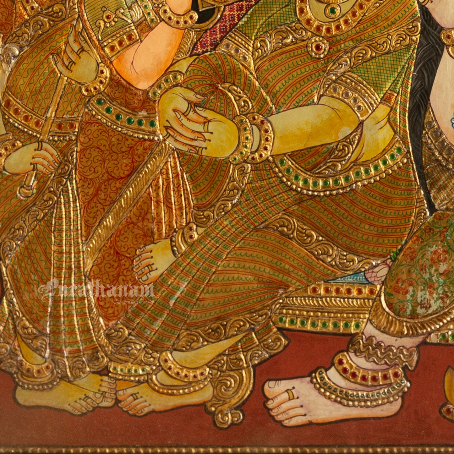 Radha Krishnan with Gopikas - Tanjore Painting