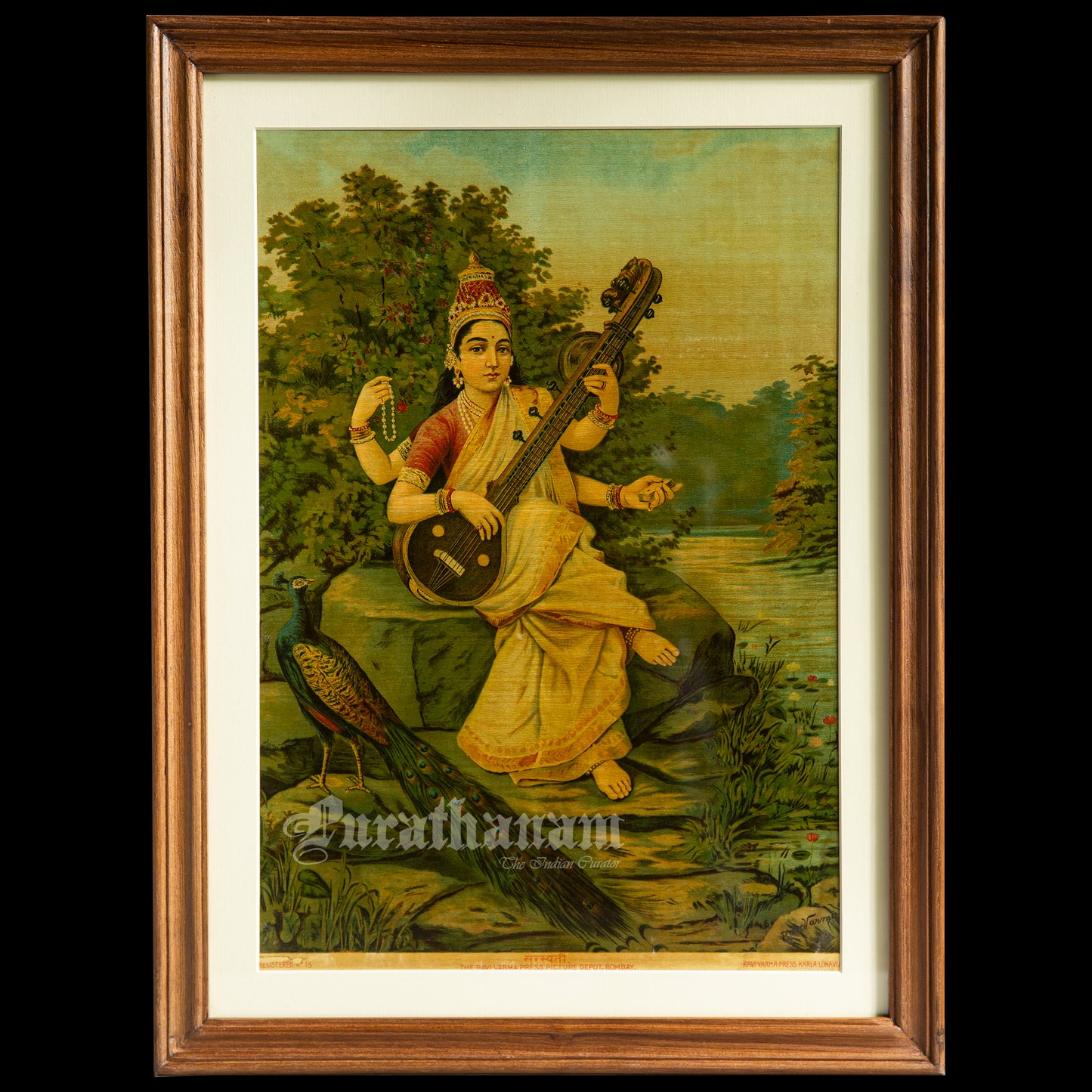 Saraswati - Oleograph Print (Ravi Varma)