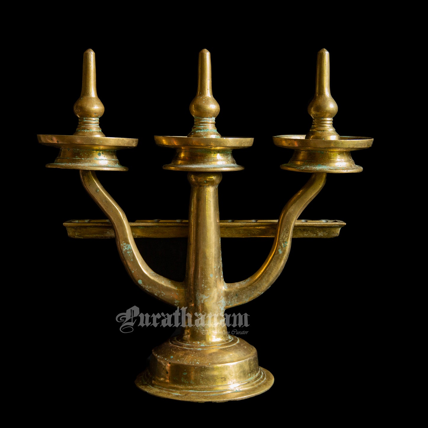 Three Branched oil Lamp/ Kavara Vilakku - Brass