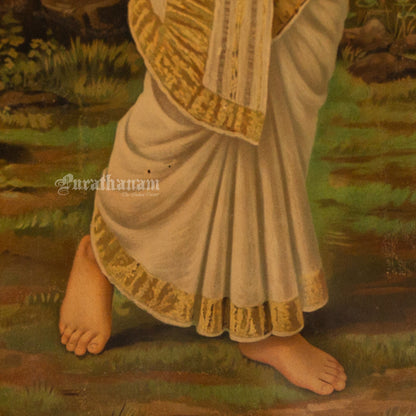 The birth of Shakuntala by Ravi Varma - Lithograph Print -  Ravi Varma FAL Press
