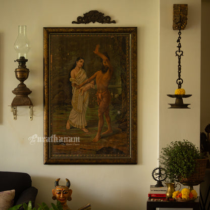 The birth of Shakuntala by Ravi Varma - Lithograph Print -  Ravi Varma FAL Press