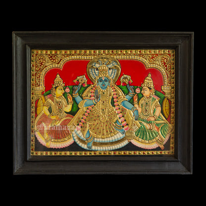 Vishnu Sridevi Bhudevi - Tanjore Painting