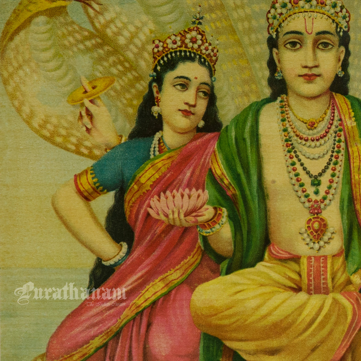 Shesh Narayan by Ravi Varma - Oleograph Print