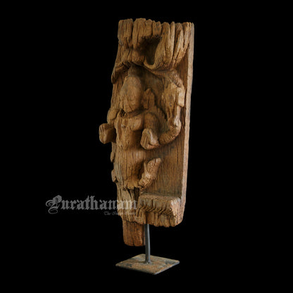 Antique Matsya Avatar wooden  sculpture