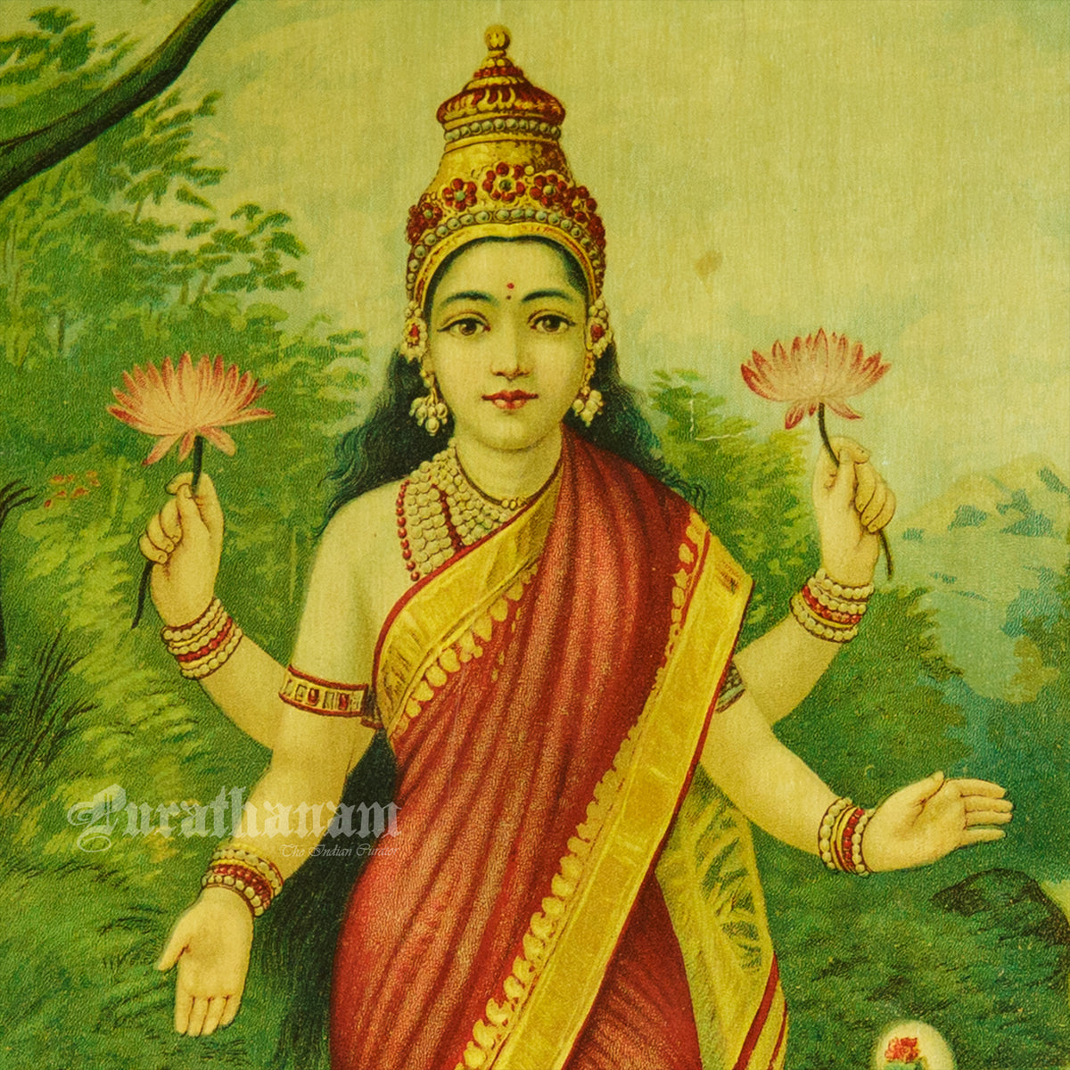 Lakshmi by Ravi Varma - Oleograph Print
