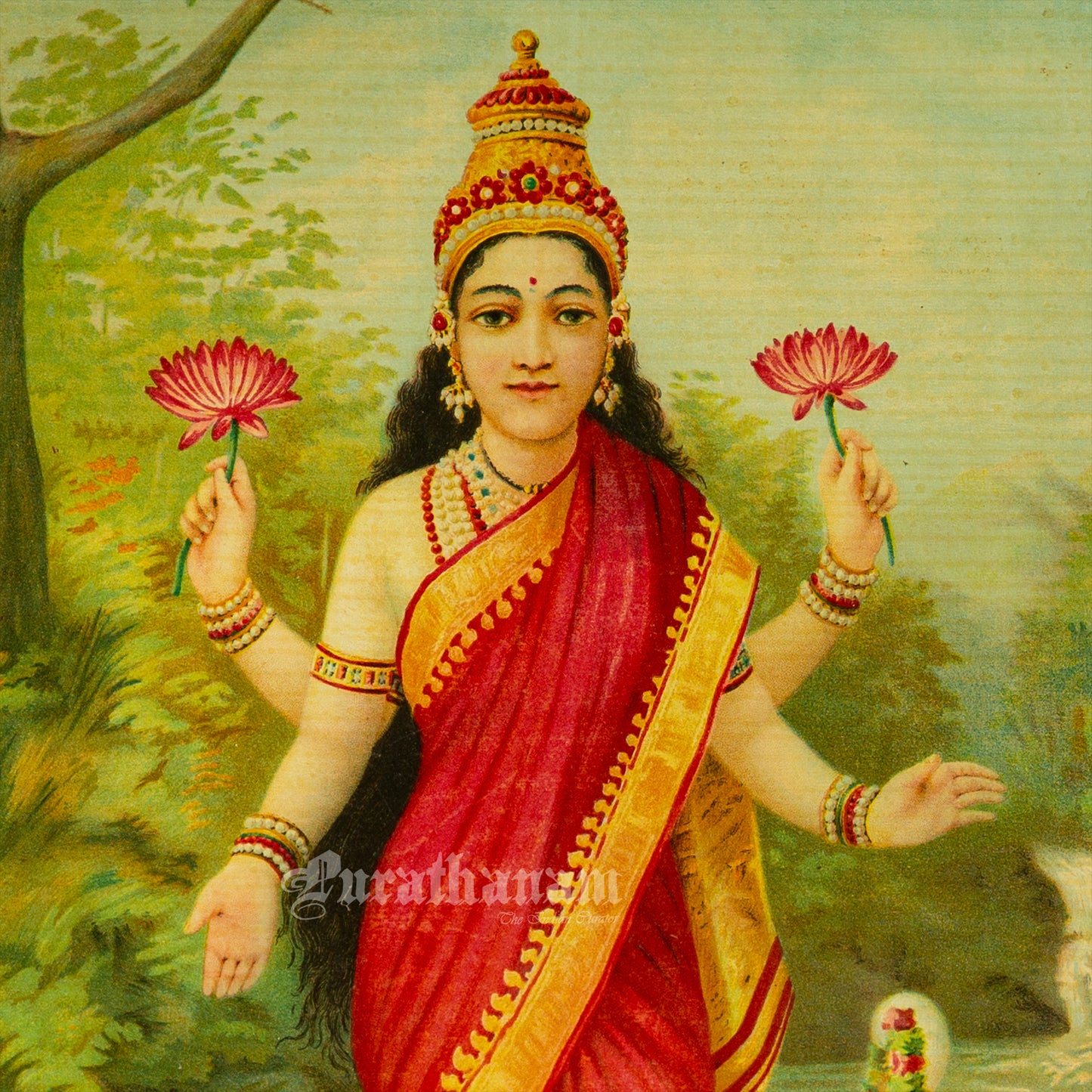 Lakshmi - Oleograph Print (Ravi Varma)