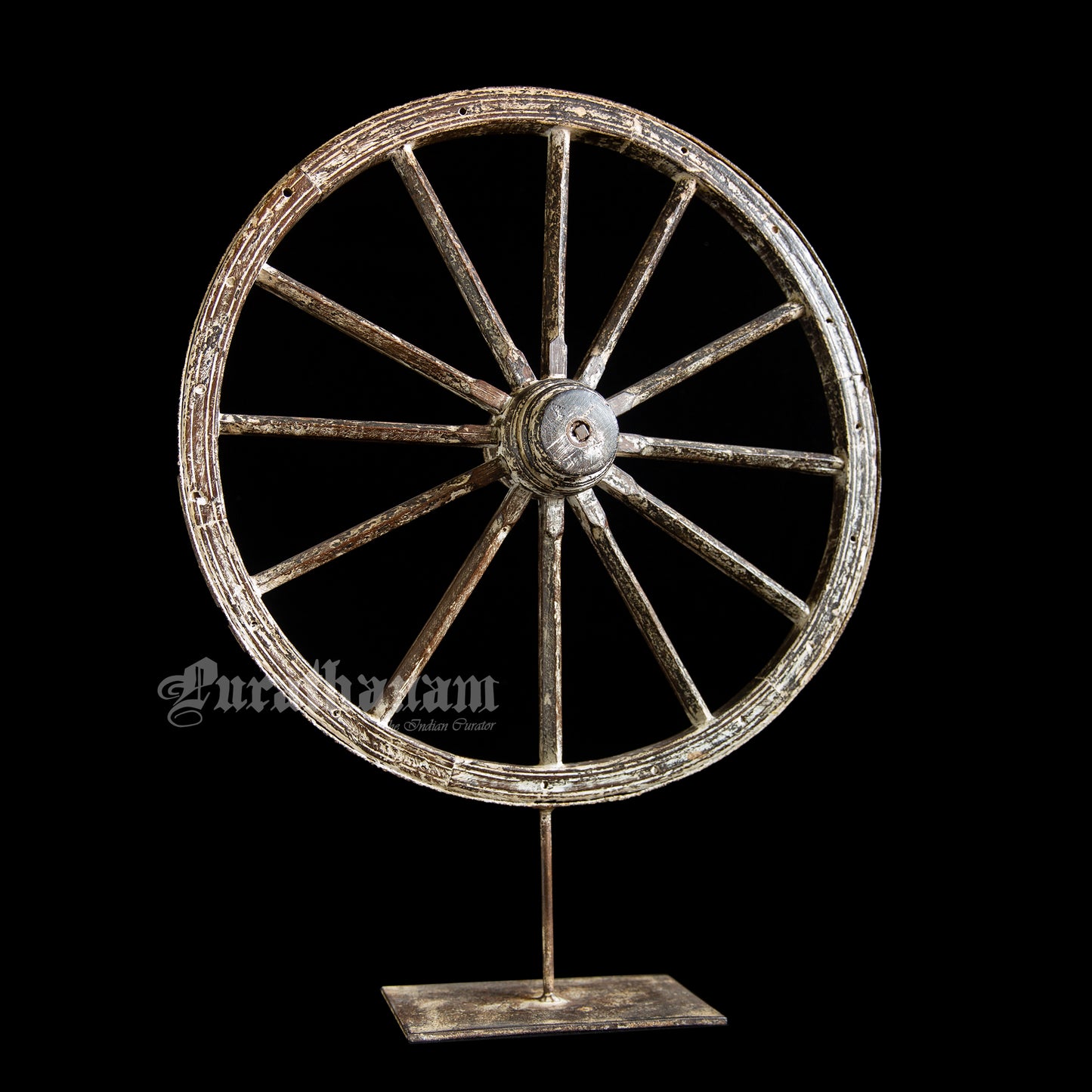 Wooden Cart Wheel - White