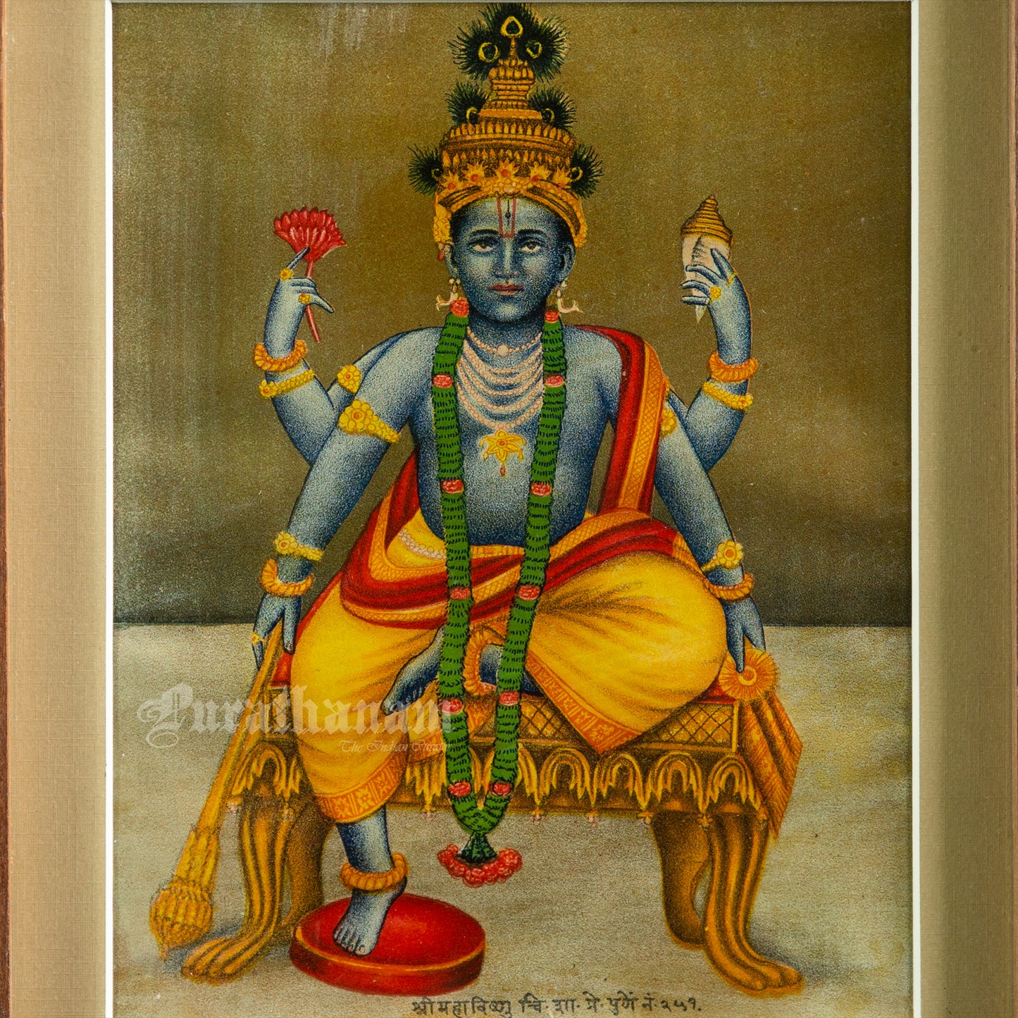 Sri Maha Vishnu - Chromolithograph Print