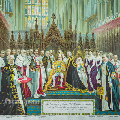 Coronation of King Edward VII and Queen Alexandra in 1902 - Chromolithograph Print, London