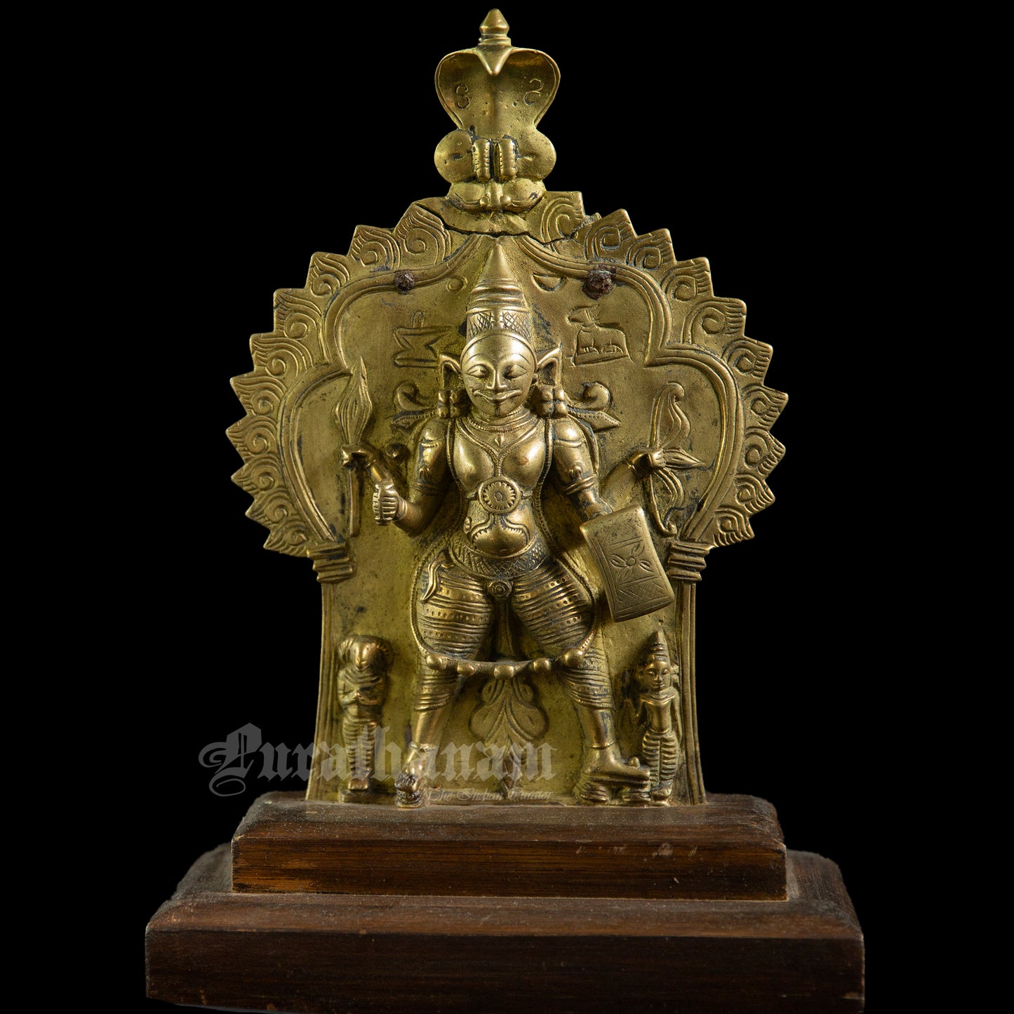 Antique Brass Veerabhadra plaque - Brass