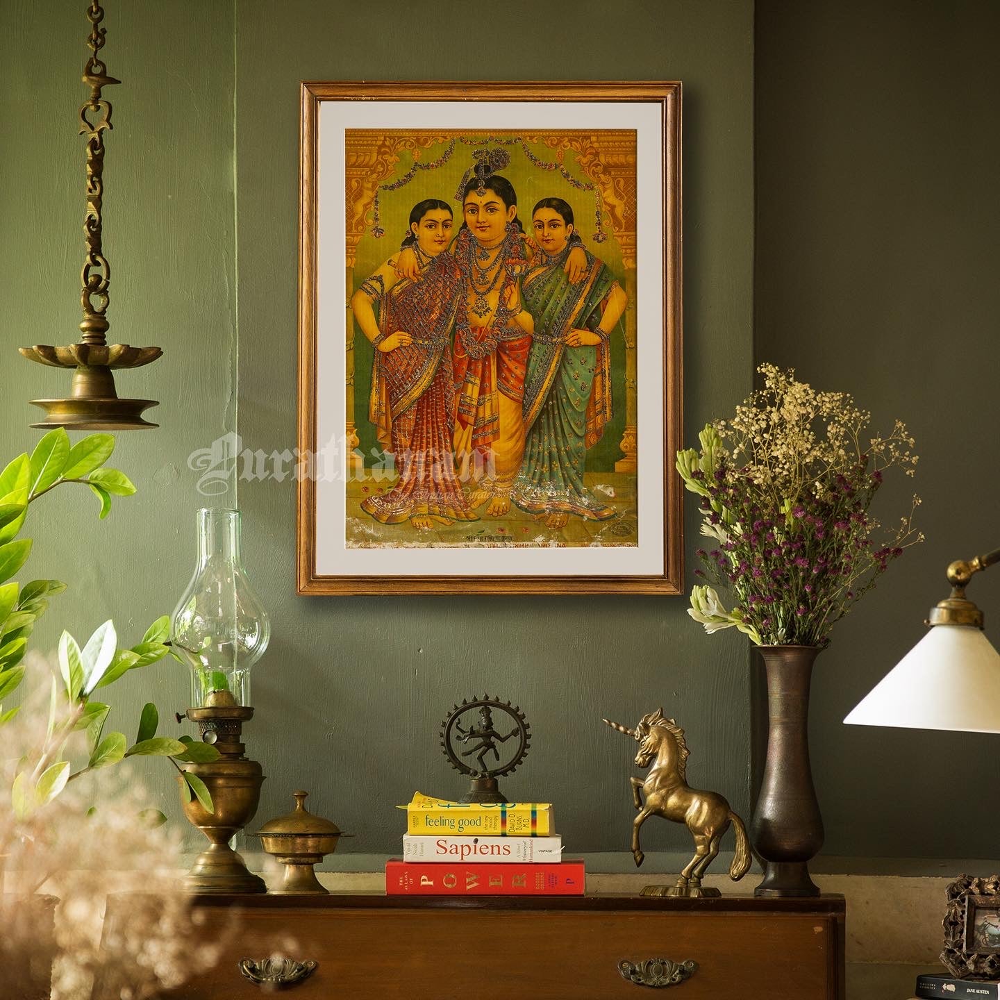 Sree Radha Rukhmini Krishnan by C. G. Ramanujam  - (Oleograph Print)