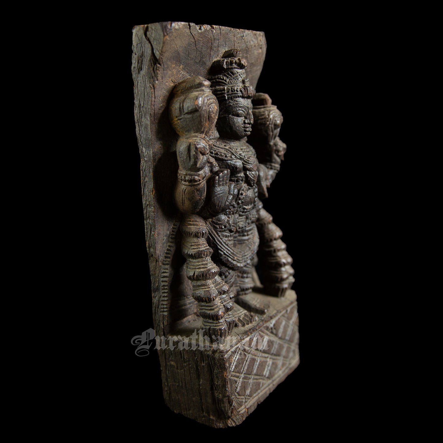 Vishnu wood carved wall panel