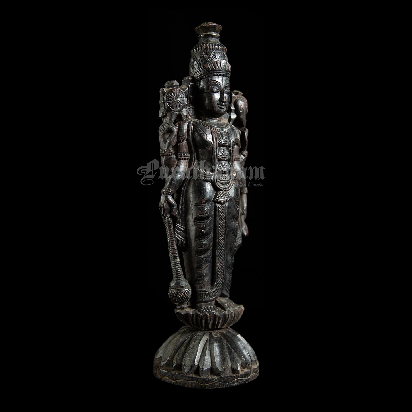 Vishnu Lakshmi Wooden Sculpture