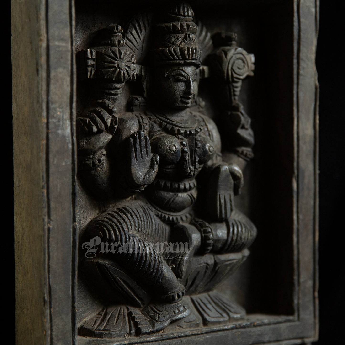 Lakshmi wood carved wall panel