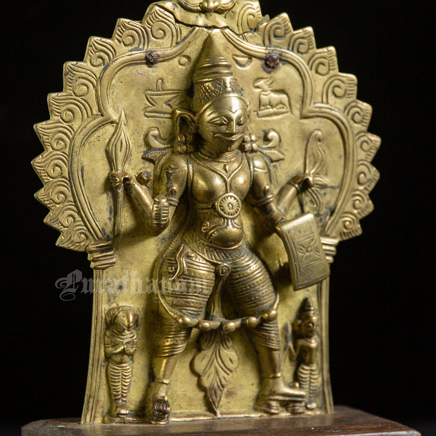 Antique Brass Veerabhadra plaque - Brass