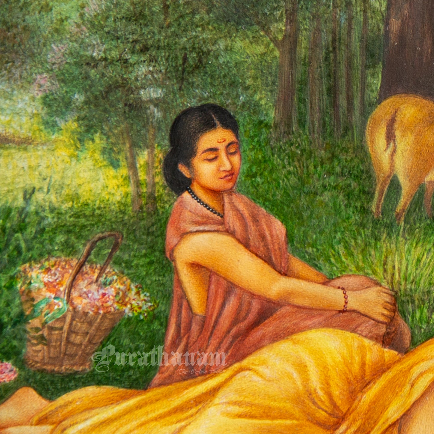 Shakuntala Patralekhana - Watercolour by Ajay Swarnkar