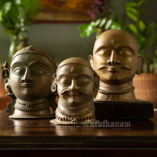 Bhairava Head, Gauri Head and Shiva Mukhalingam - Brass