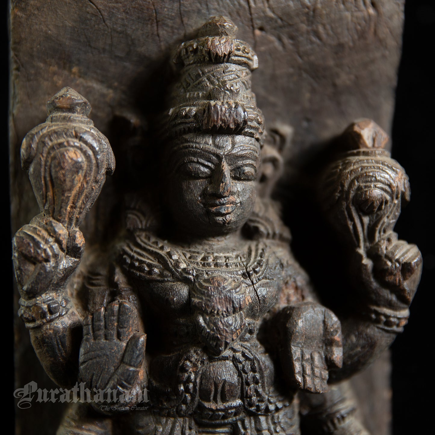 Vishnu wood carved wall panel