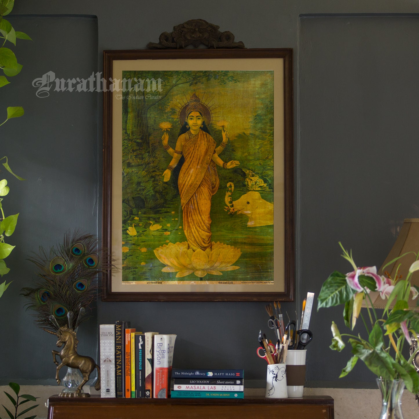 Lakshmi by Ravi Varma (lithograph Prints)