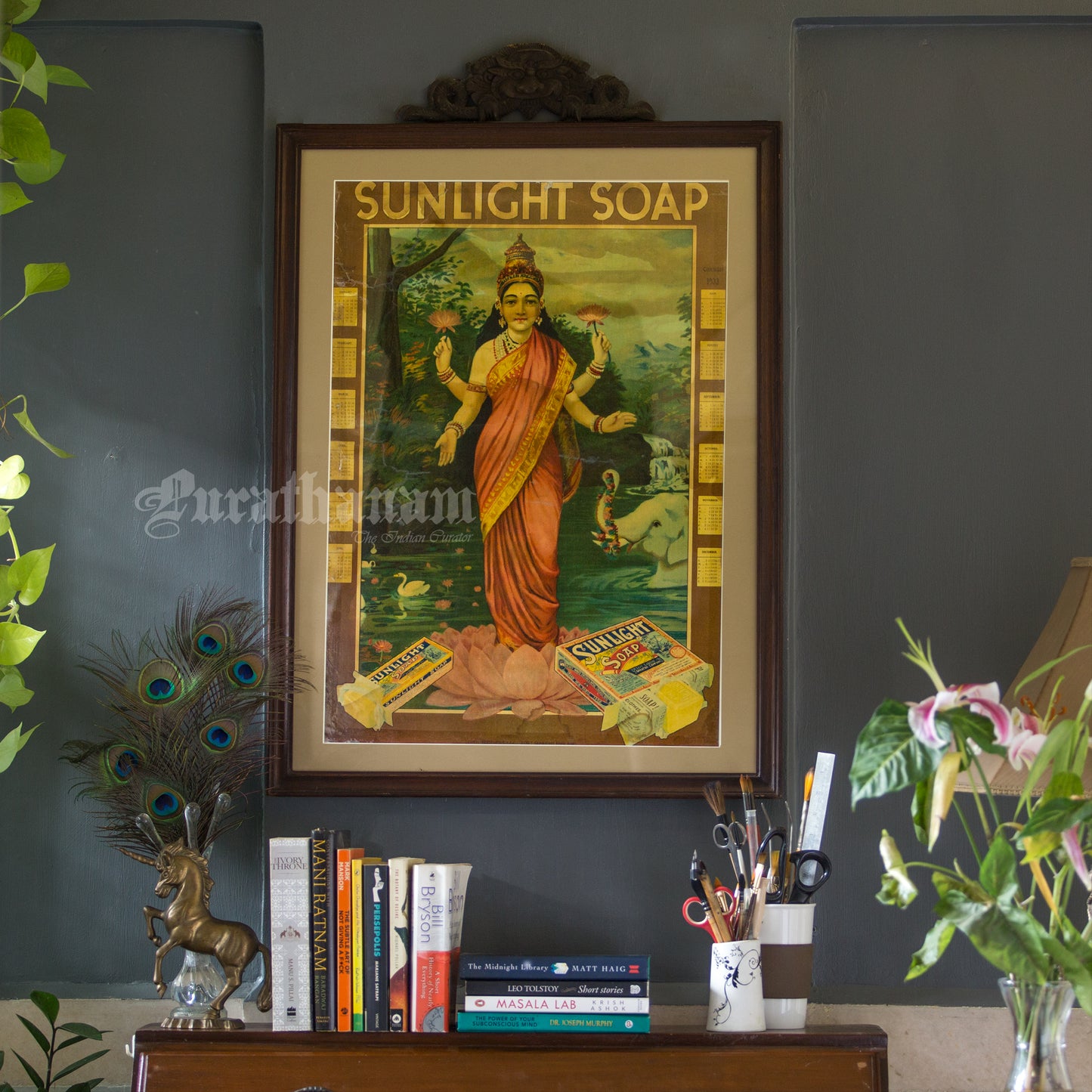 Lakshmi by Ravi Varma for Sunlight Soap Poster and Calendar (1933).