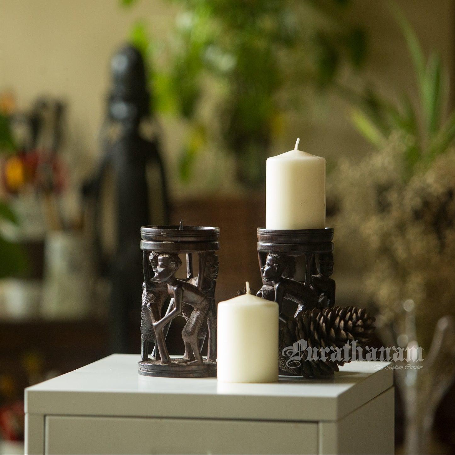 African Tribal Twin Candle Holder