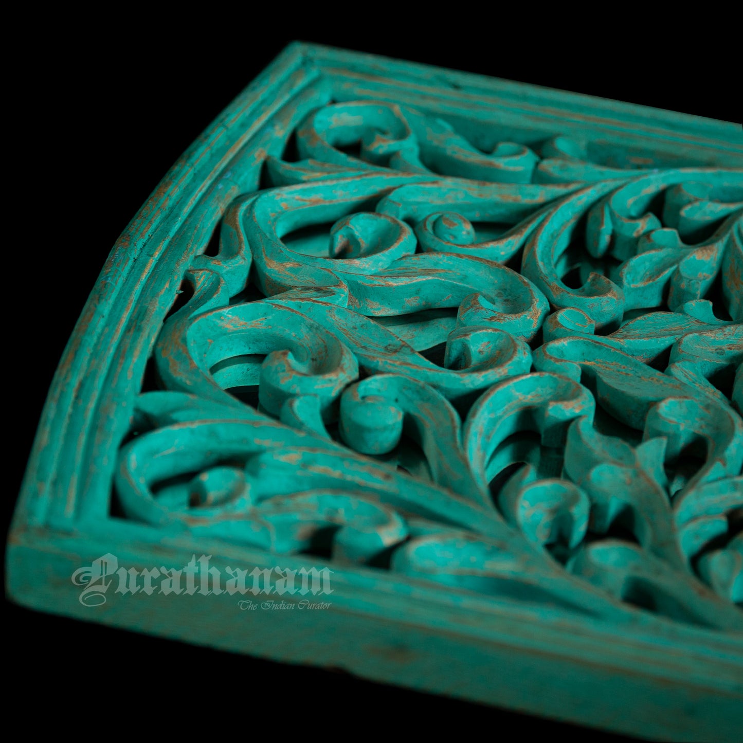 Turquoise Wooden panel with Mirror