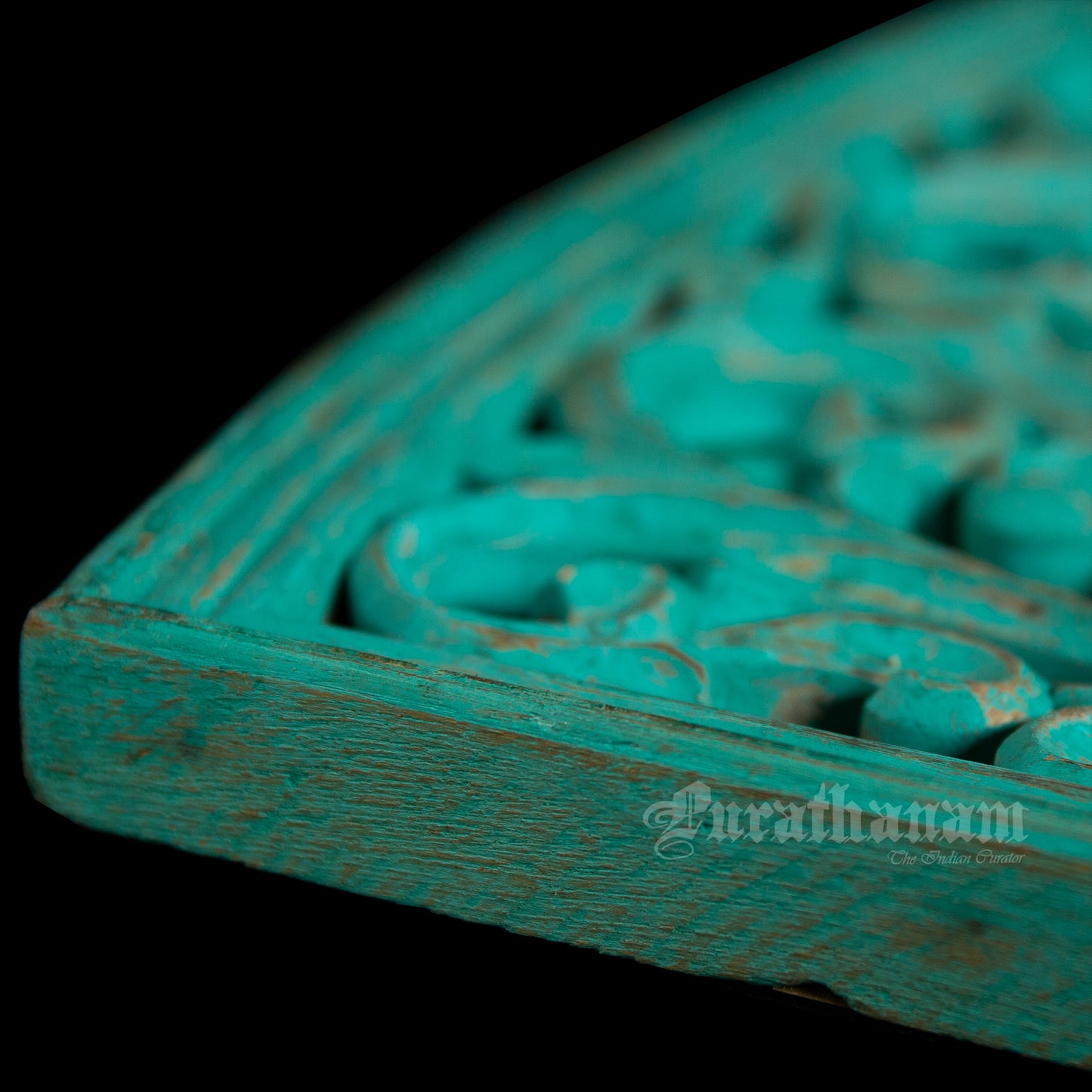 Turquoise Wooden panel with Mirror