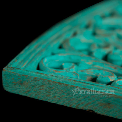 Turquoise Wooden panel with Mirror
