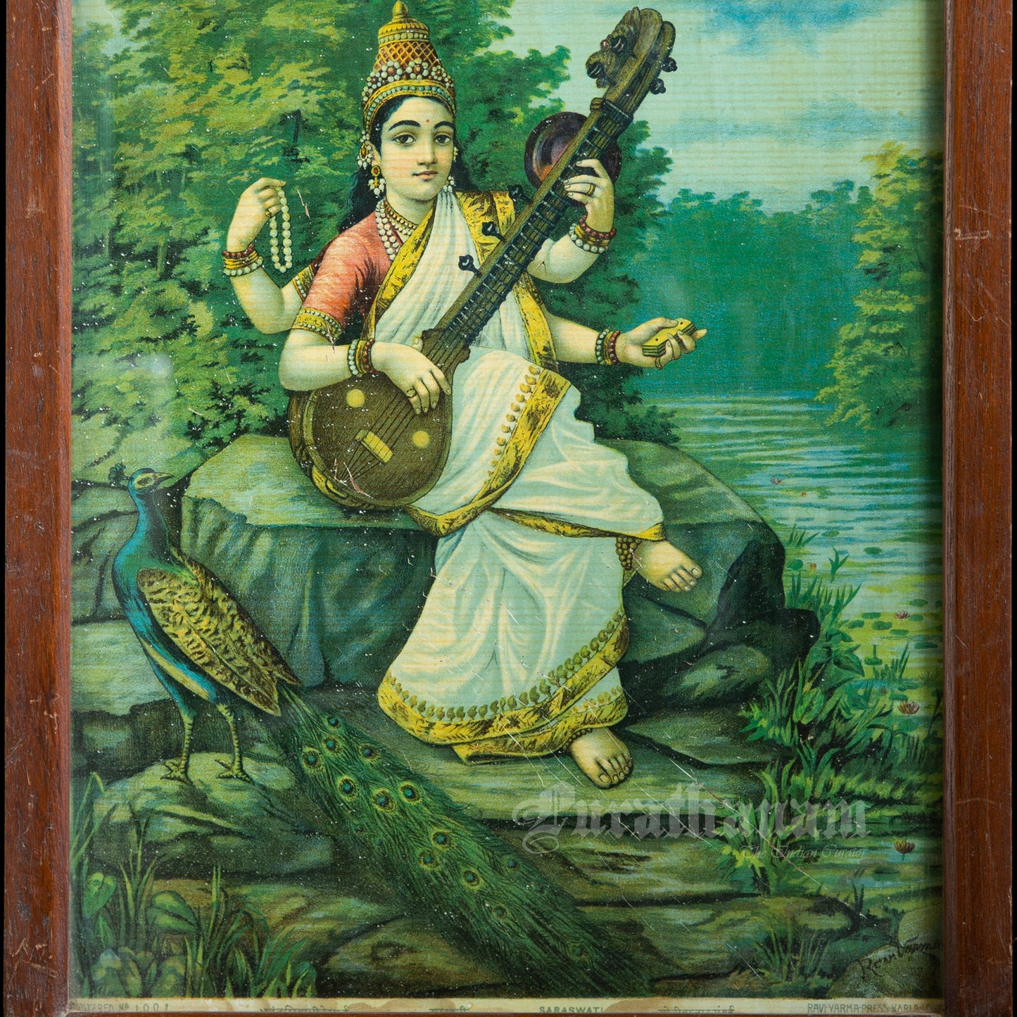 Saraswati - Oleograph Print (Ravi Varma)