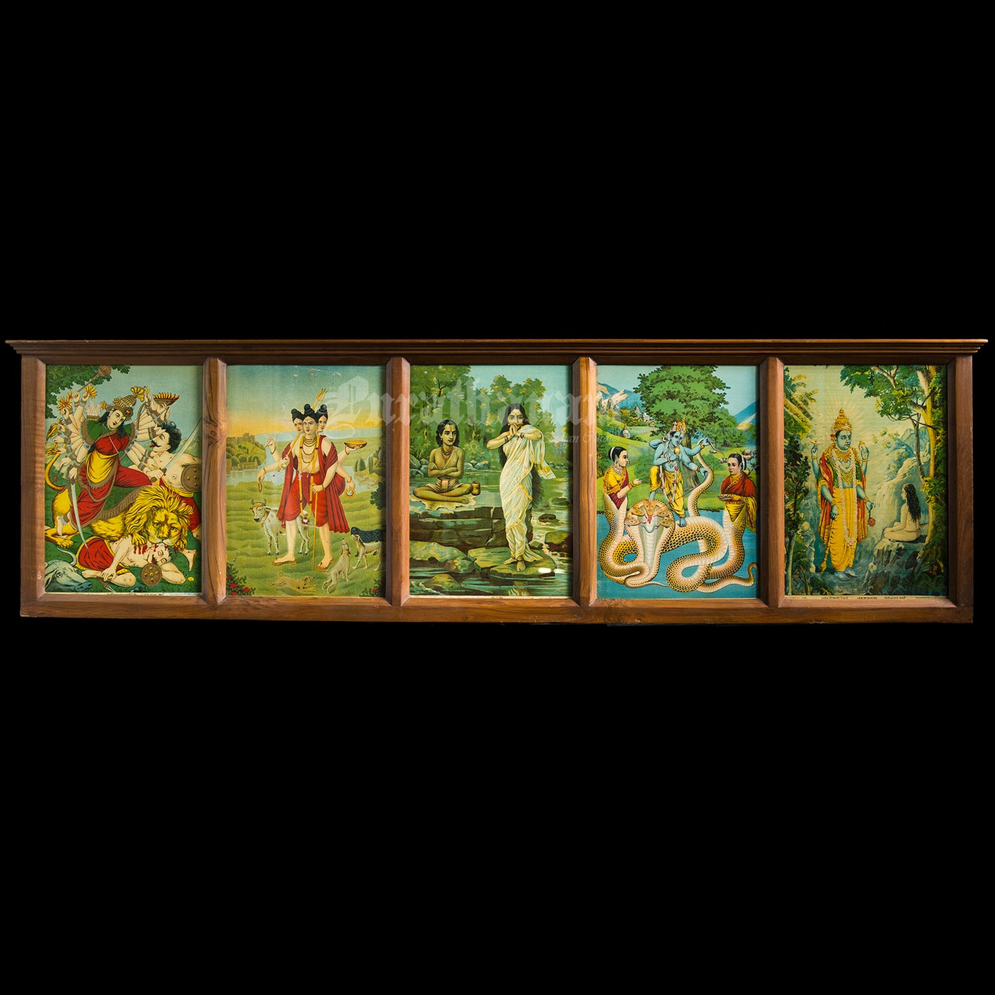 Multi Frame Ravi Varma Oleograph wooden wall panel