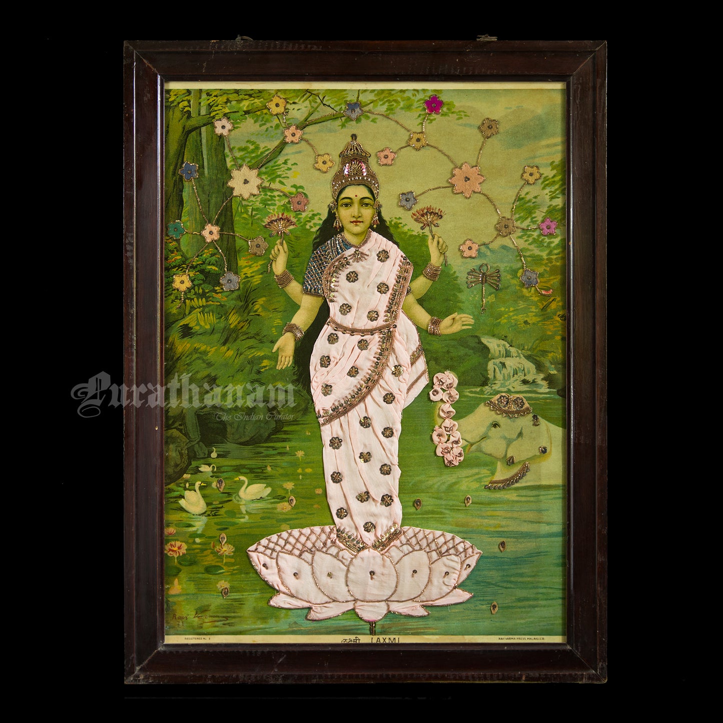 Lakshmi by Ravi Varma - Embellished