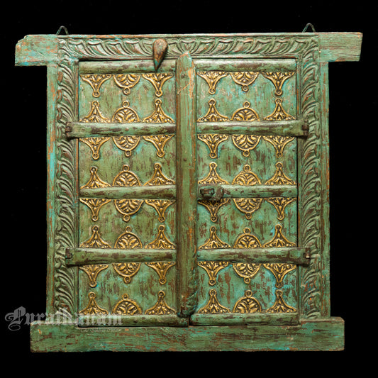 Turquoise Brass embellished Window