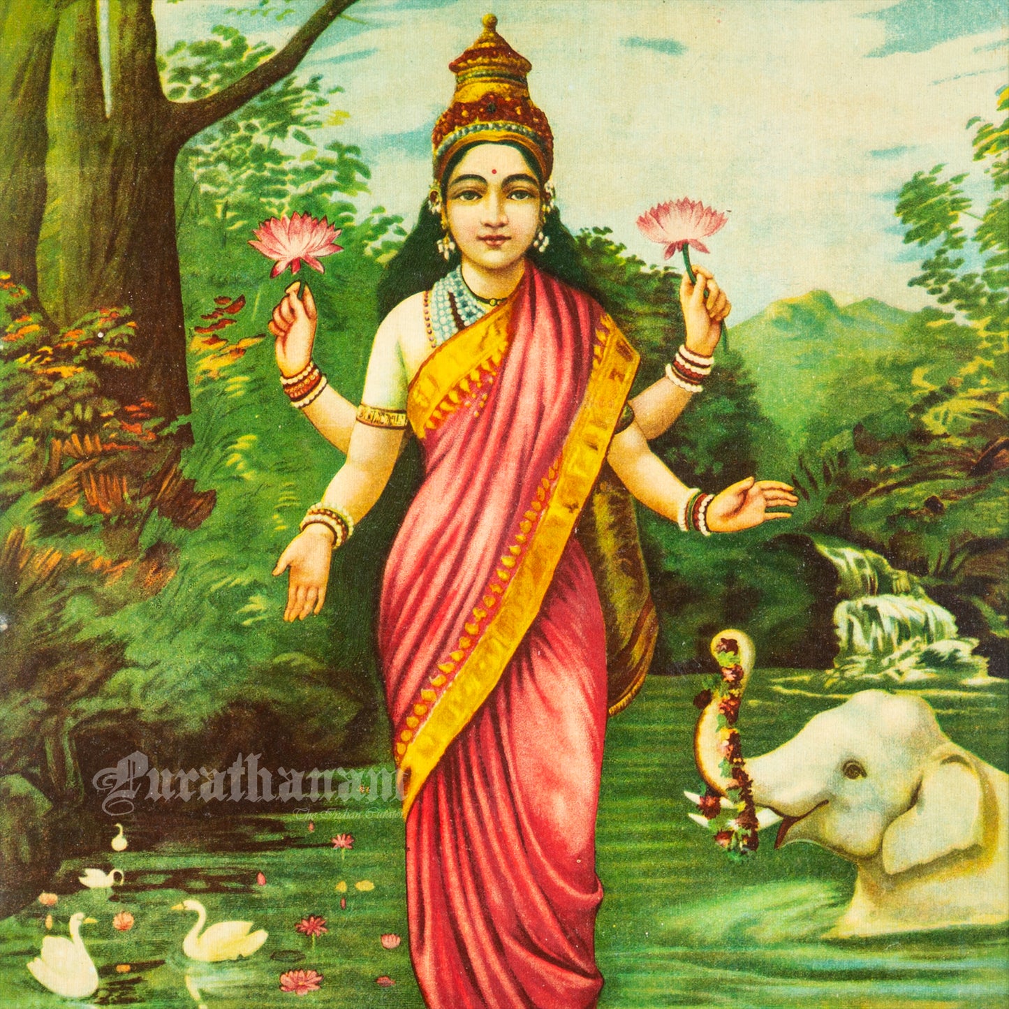 Lakshmi - Oleograph Print (Ravi Varma)