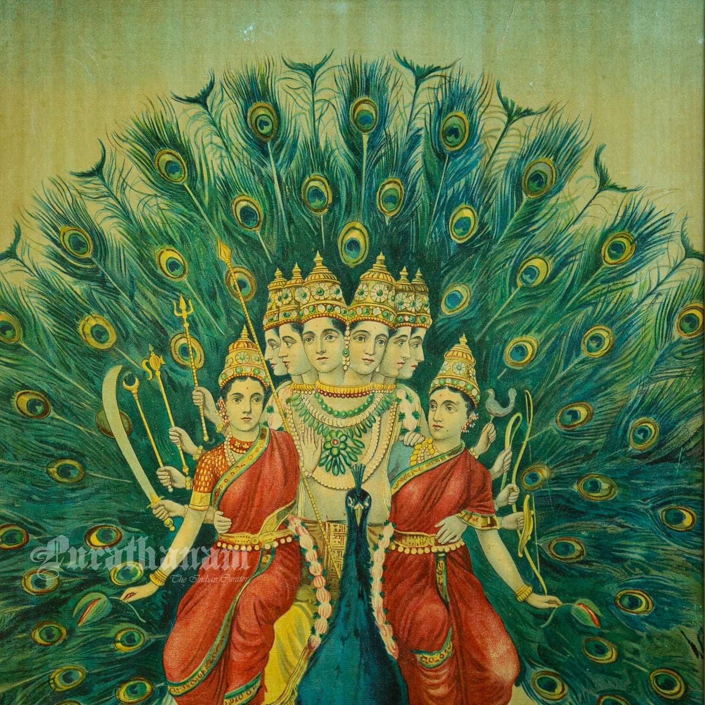 Sri Shanmukha Subramaniaswami by Ravi Varma - Oleograph Print