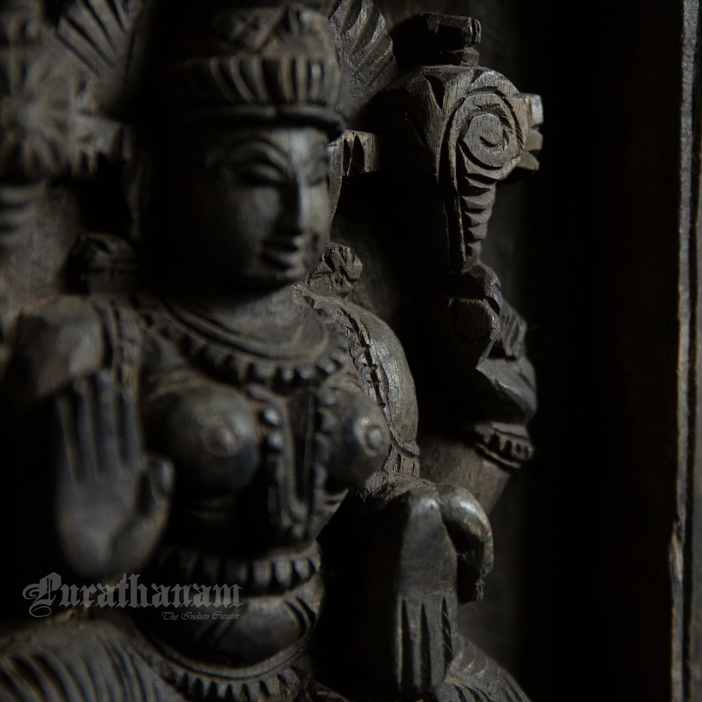 Lakshmi wood carved wall panel