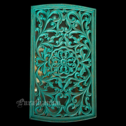 Turquoise Wooden panel with Mirror